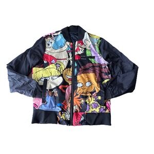 Members Only Rug Rats Graphic Print Jacket‎ Reversible Dual Zipper Women's Small
